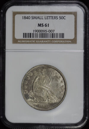 Obverse of this 1840 Liberty Seated Half Dollar Small Letters NGC MS-61