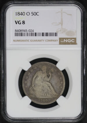 Obverse of this 1840-O Liberty Seated Half Dollar NGC VG-8