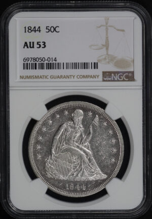 Obverse of this 1844 Liberty Seated Half Dollar NGC AU-53