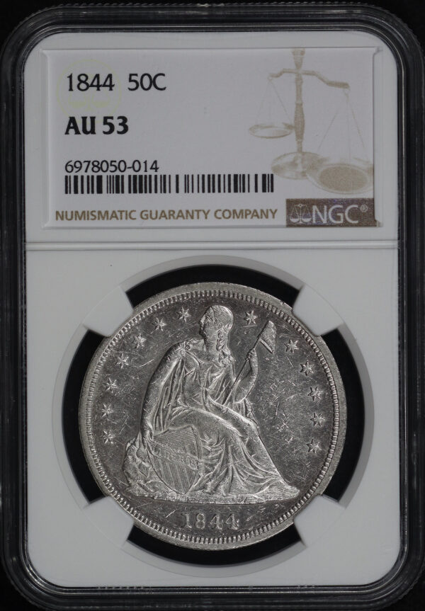 Obverse of this 1844 Liberty Seated Half Dollar NGC AU-53