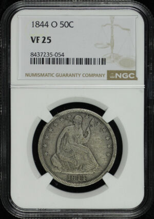 Obverse of this 1844-O Liberty Seated Half Dollar NGC VF-25