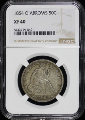 Obverse of this 1854-O Liberty Seated Half Dollar Arrows NGC XF-40
