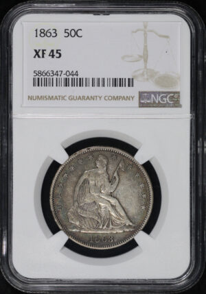 Obverse of this 1863 Liberty Seated Half Dollar NGC XF-45