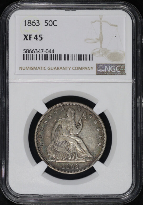 Obverse of this 1863 Liberty Seated Half Dollar NGC XF-45