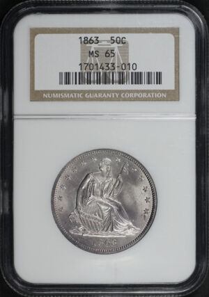 Obverse of this 1863 Liberty Seated Half Dollar NGC MS-65
