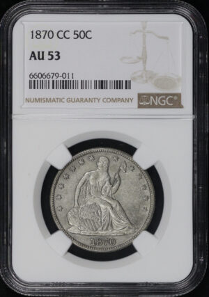 Obverse of this 1870-CC Liberty Seated Half Dollar NGC AU-53