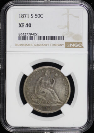 Obverse of this 1871-S Liberty Seated Half Dollar NGC XF-40