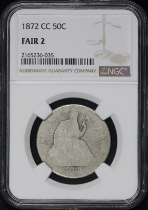 Obverse of this 1872-CC Liberty Seated Half Dollar NGC FR-2
