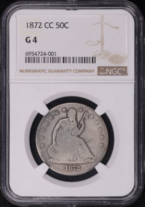 Obverse of this 1872-CC Liberty Seated Half Dollar NGC G-4