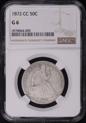 Obverse of this 1872-CC Liberty Seated Half Dollar NGC G-6