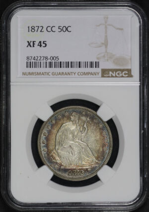 Obverse of this 1872-CC Liberty Seated Half Dollar NGC XF-45