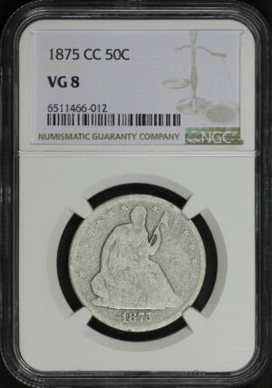 Obverse of this 1875-CC Liberty Seated Half Dollar NGC VG-8