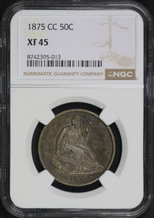 Obverse of this 1875-CC Liberty Seated Half Dollar NGC XF-45