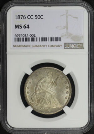 Obverse of this 1876-CC Liberty Seated Half Dollar NGC MS-64