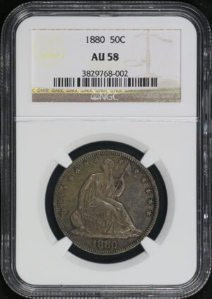 Obverse of this 1880 Liberty Seated Half Dollar NGC AU-58