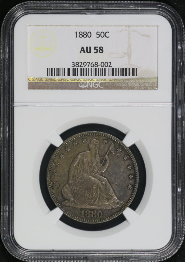 Obverse of this 1880 Liberty Seated Half Dollar NGC AU-58
