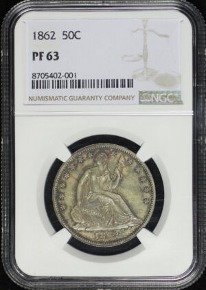 Obverse of this 1862 Liberty Seated Half Dollar NGC PF-63
