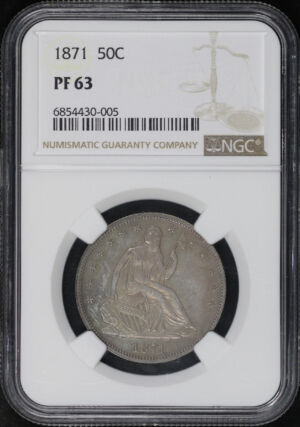 Obverse of this 1871 Liberty Seated Half Dollar NGC PF-63
