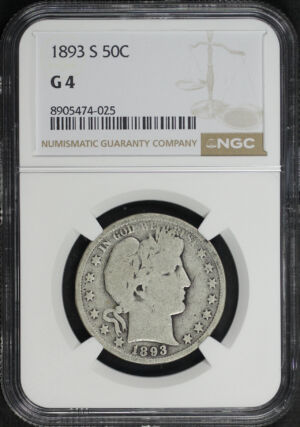 Obverse of this 1893-S Barber Half Dollar NGC G-4