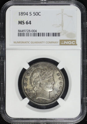 Obverse of this 1894-S Barber Half Dollar NGC MS-64