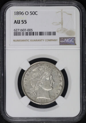 Obverse of this 1896-O Barber Half Dollar NGC AU-55