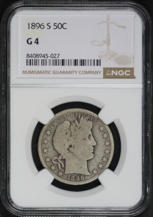 Obverse of this 1896-S Barber Half Dollar NGC G-4