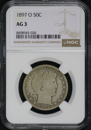 Obverse of this 1897-O Barber Half Dollar NGC AG-3