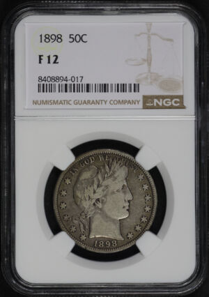 Obverse of this 1898 Barber Half Dollar NGC F-12 – Looks VF+!