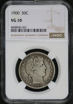 Obverse of this 1900 Barber Half Dollar NGC VG-10