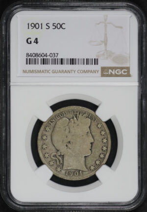 Obverse of this 1901-S Barber Half Dollar NGC G-4