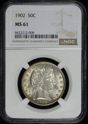 Obverse of this 1902 Barber Half Dollar NGC MS-61