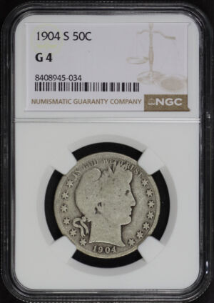 Obverse of this 1904-S Barber Half Dollar NGC G-4