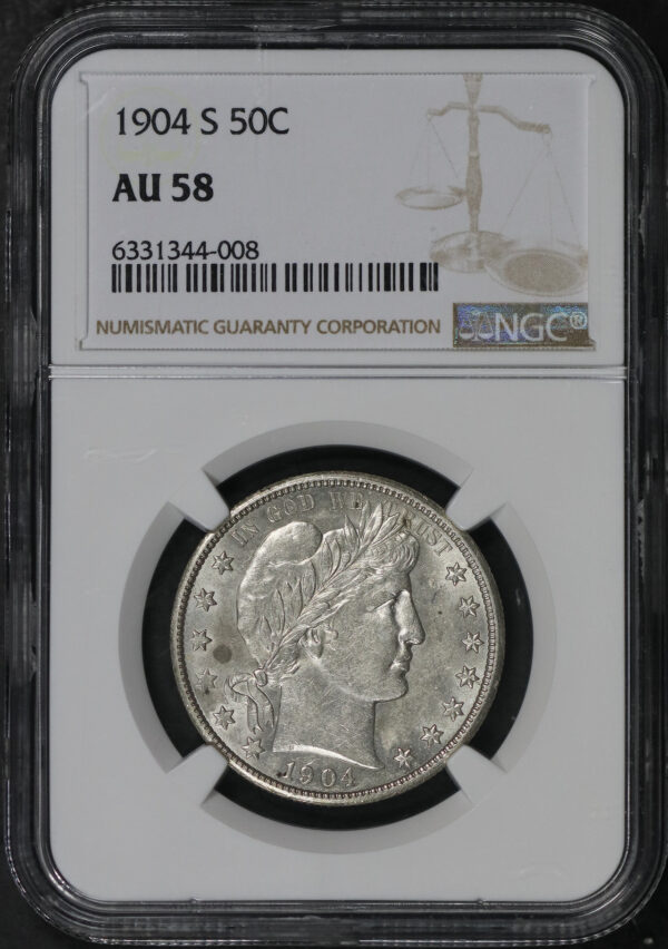 Obverse of this 1904-S Barber Half Dollar NGC AU-58