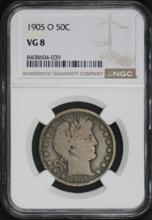 Obverse of this 1905-O Barber Half Dollar NGC VG-8