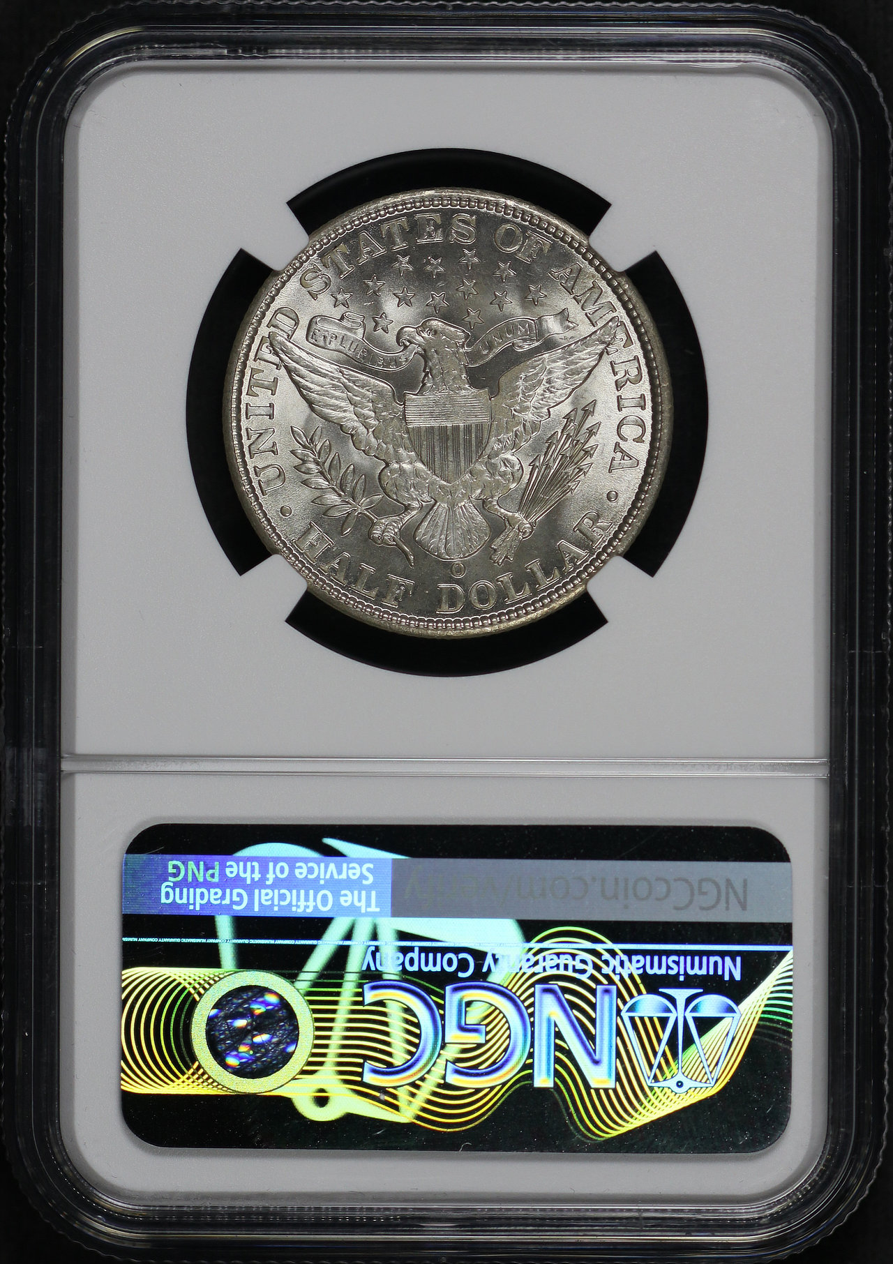 Reverse of this 1905-O Barber Half Dollar NGC MS-64