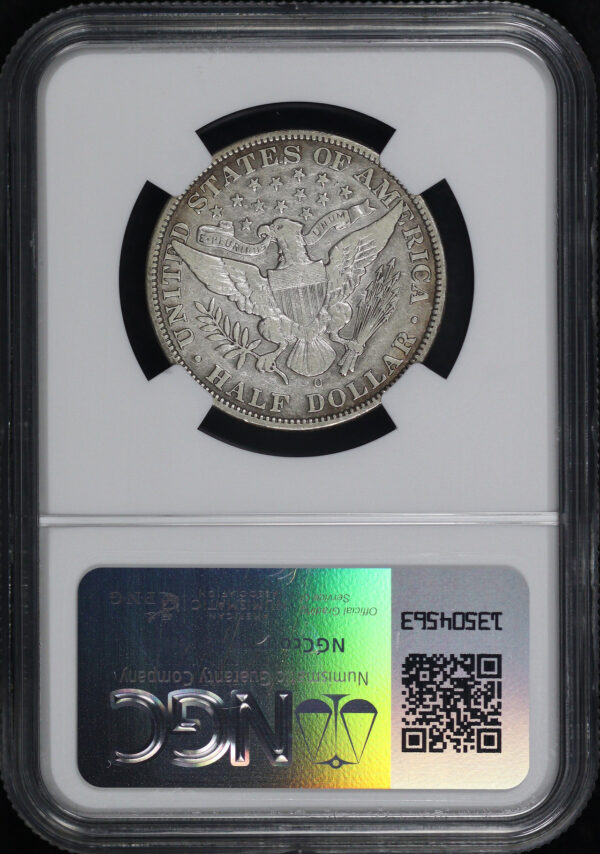 Reverse of this 1908-O Barber Half Dollar NGC VF-20