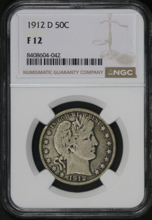 Obverse of this 1912-D Barber Half Dollar NGC F-12