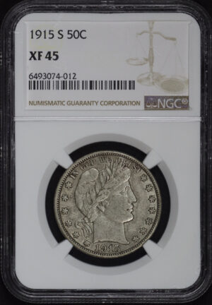 Obverse of this 1915-S Barber Half Dollar NGC XF-45
