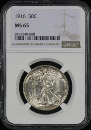 Obverse of this 1916 Walking Liberty Half Dollar NGC MS-65