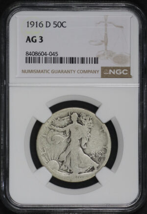 Obverse of this 1916-D Walking Liberty Half Dollar NGC AG-3