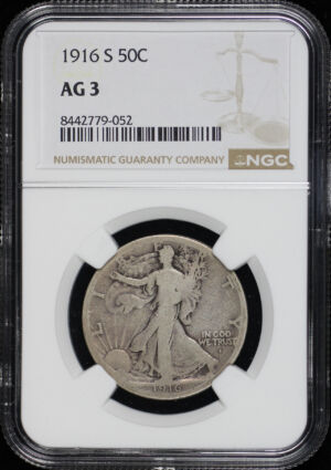 Obverse of this 1916-S Walking Liberty Half Dollar NGC AG-3