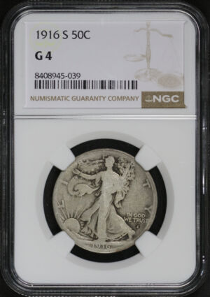 Obverse of this 1916-S Walking Liberty Half Dollar NGC G-4