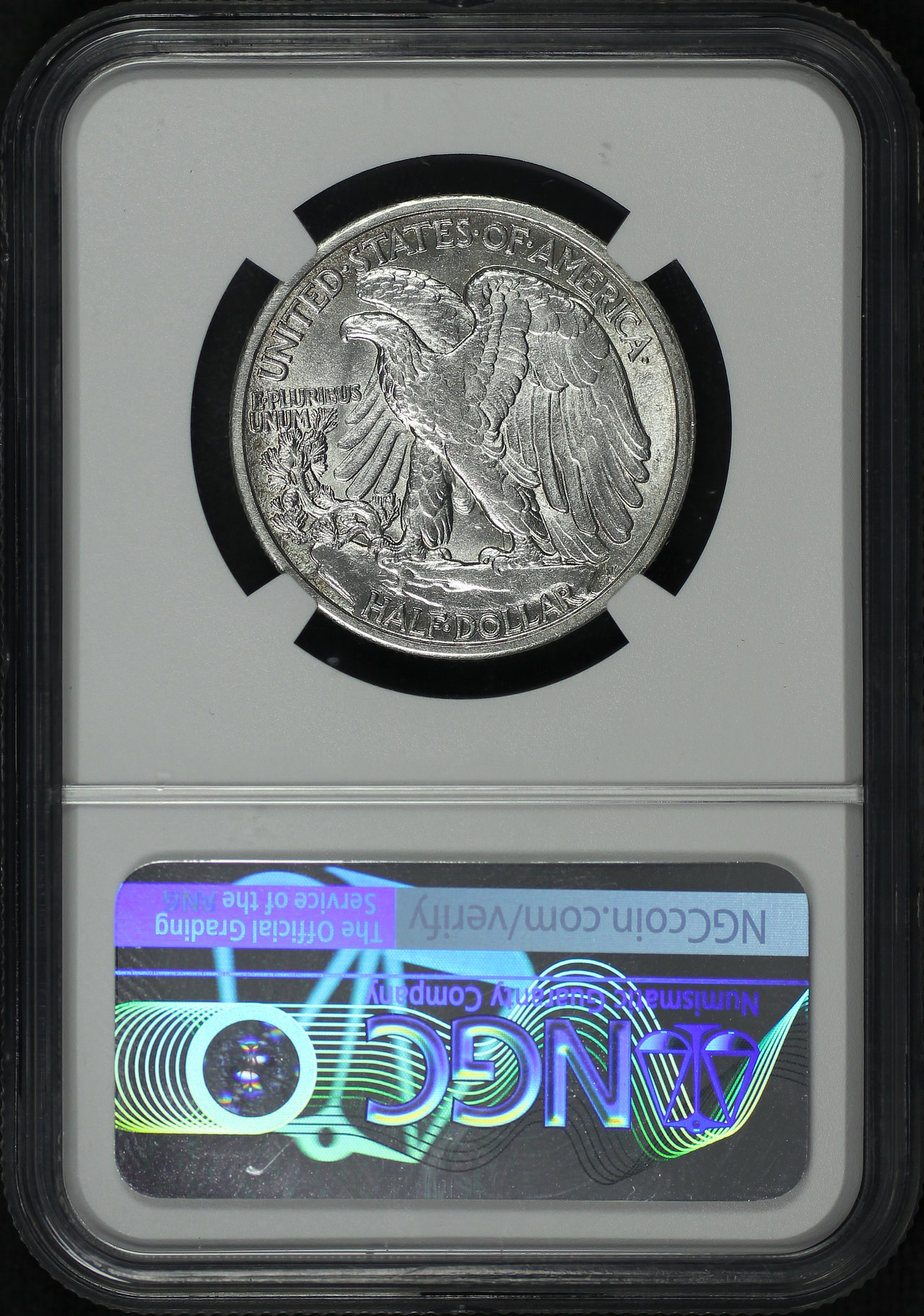 Reverse of this 1916-S Walking Liberty Half Dollar NGC AU-58