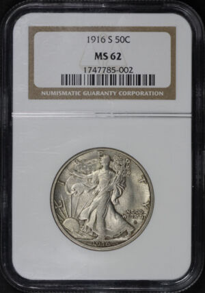 Obverse of this 1916-S Walking Liberty Half Dollar NGC MS-62