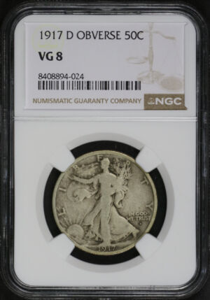 Obverse of this 1917-D Obverse Walking Liberty Half Dollar NGC VG-8