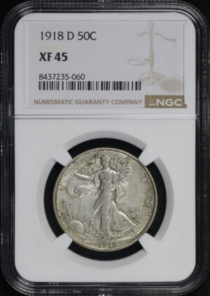 Obverse of this 1918-D Walking Liberty Half Dollar NGC XF-45