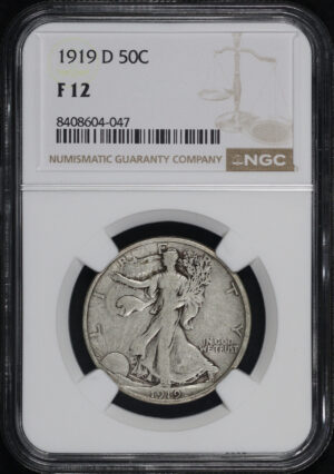 Obverse of this 1919-D Walking Liberty Half Dollar NGC F-12