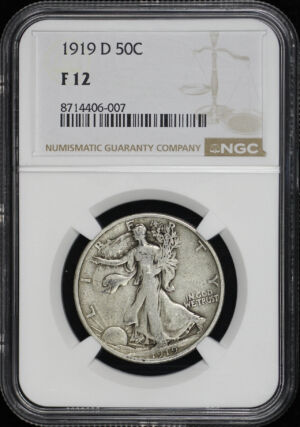 Obverse of this 1919-D Walking Liberty Half Dollar NGC F-12