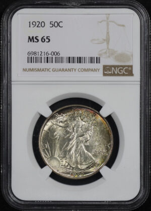 Obverse of this 1920 Walking Liberty Half Dollar NGC MS-65