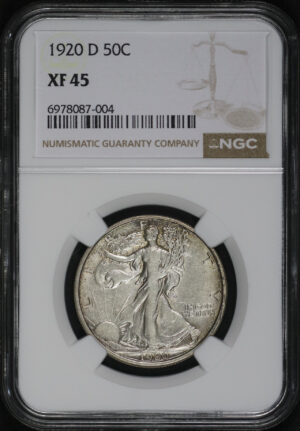 Obverse of this 1920-D Walking Liberty Half Dollar NGC XF-45